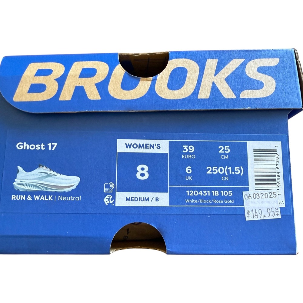 Brooks Ghost 17 Run & Walk Shoes White Black Rose Gold Neutral Womens Size 8 M - Picture 3 of 14